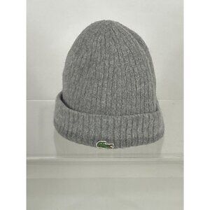Lacoste Ribbed Wool Beanie Light Gray One Size Youth F298